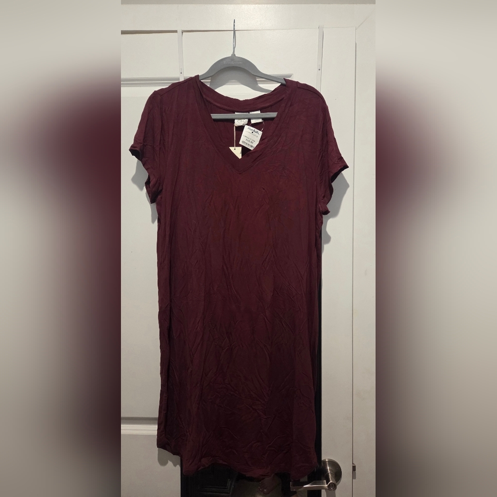 C&C California Short Sleeve Burgundy T-Shirt Dress